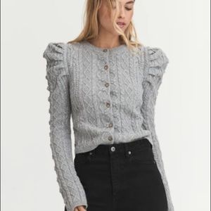 NWT Something Navy Puff Shoulder Cardigan